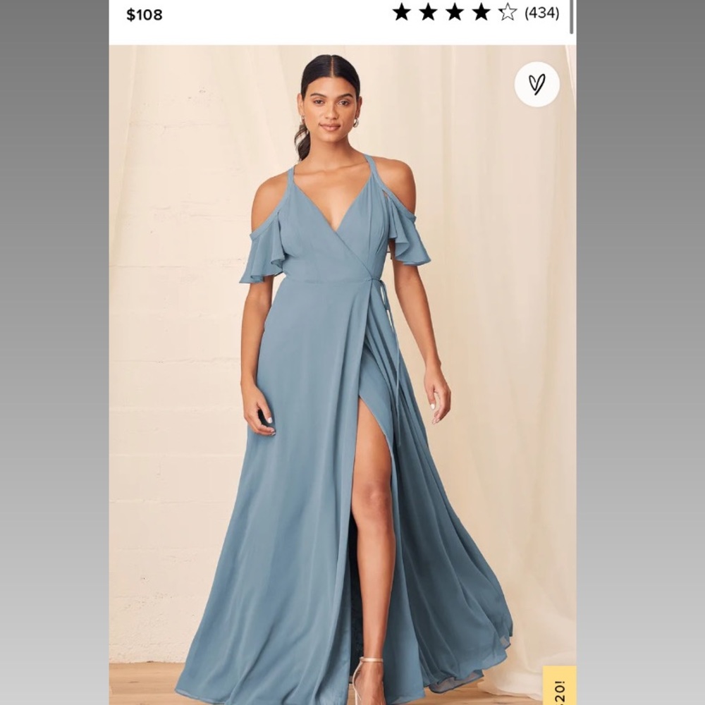 Easy listening slate blue cold shoulder maxi dress